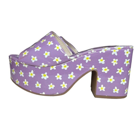 Larroude Womens Floral Miso Platform Slide Sandal Lavender 7 Coquette Cottage‎ - Picture 5 of 16